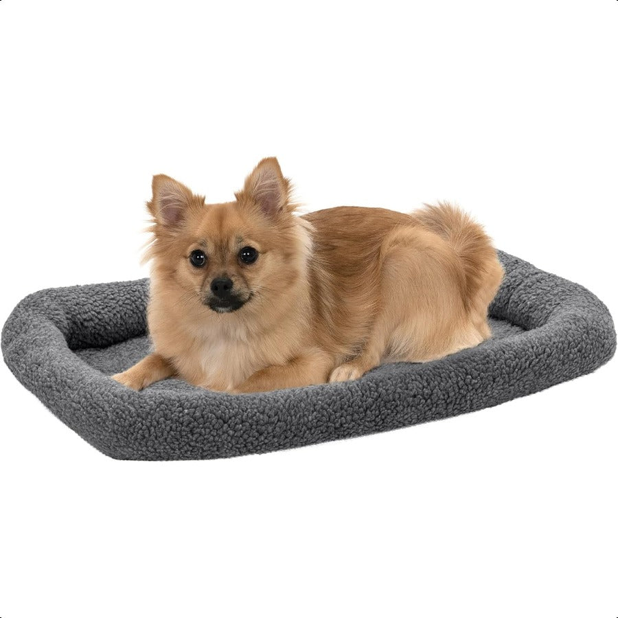 Dog Bed for Small Dogs Indoor Cats 100 Washable Sized to Fit Crates Sherpa Fleece Bolster Crate Pad Gray Small