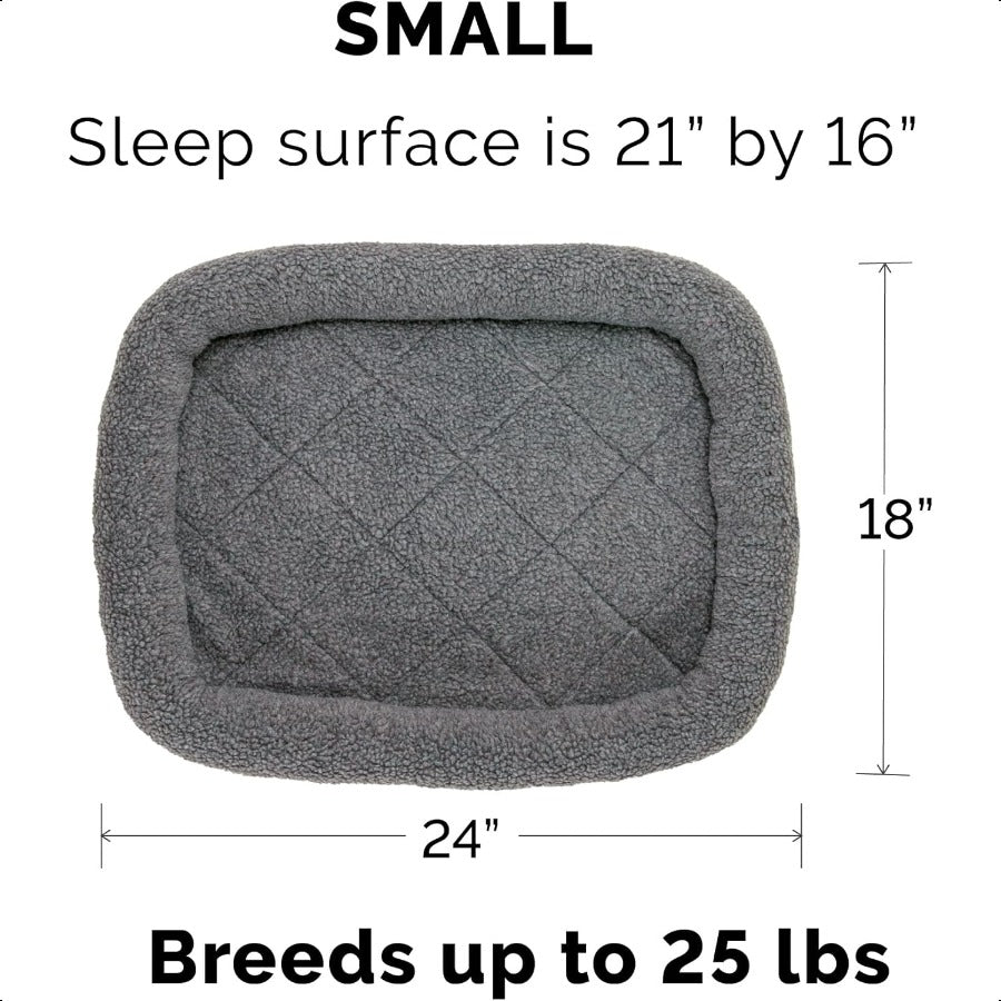 Dog Bed for Small Dogs Indoor Cats 100 Washable Sized to Fit Crates Sherpa Fleece Bolster Crate Pad Gray Small