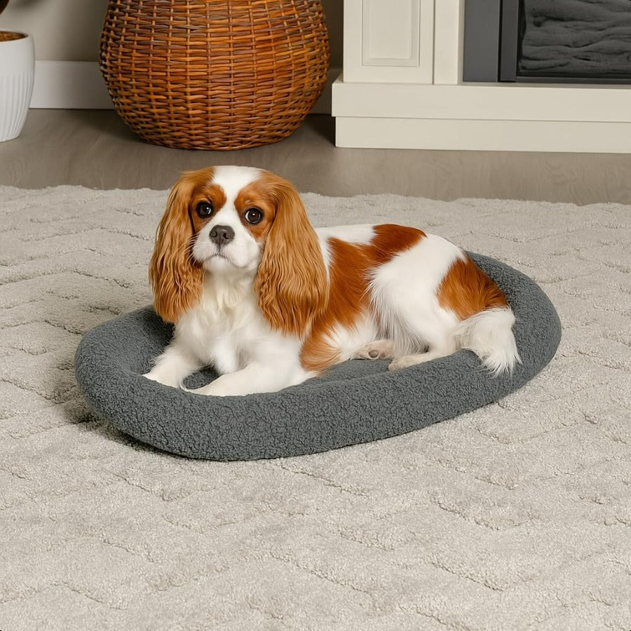 Dog Bed for Small Dogs Indoor Cats 100 Washable Sized to Fit Crates Sherpa Fleece Bolster Crate Pad Gray Small